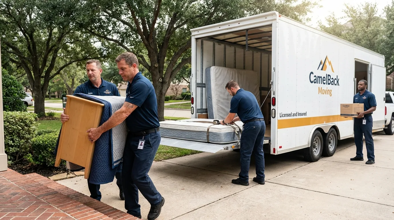 Crew loading residential truck for cross-state move from Stafford, VA