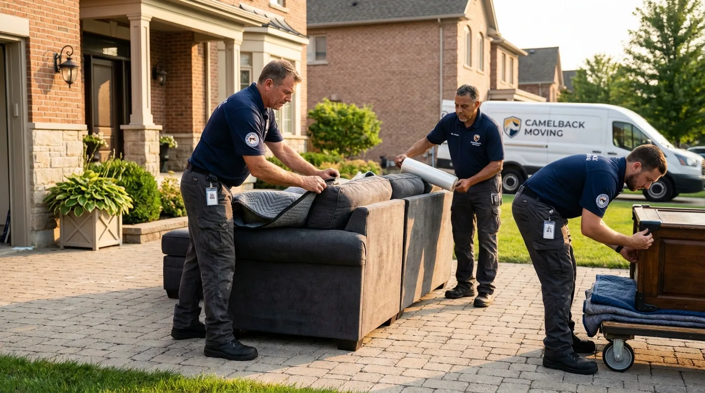 Large estate moving crew wrapping furniture in Stafford, VA