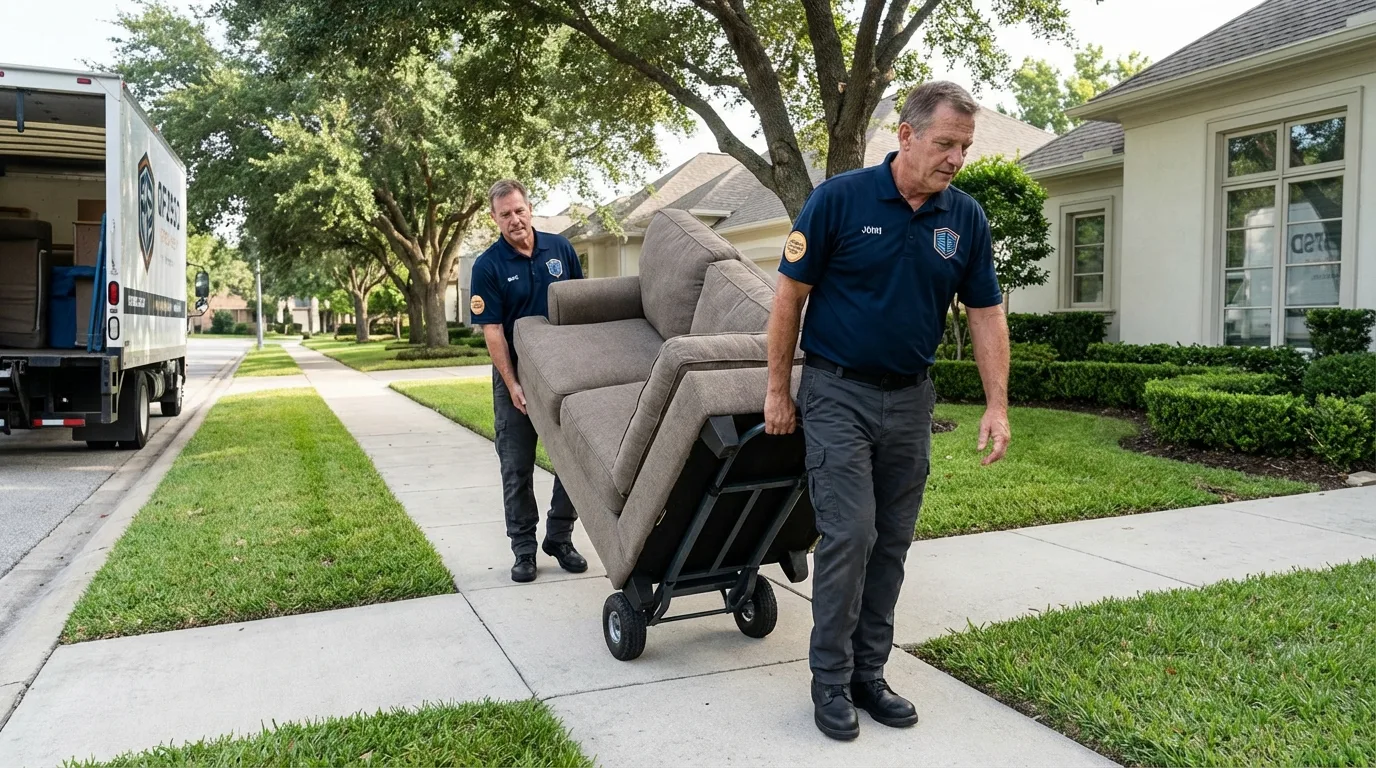 Local residential moving crew loading furniture in Stafford, VA